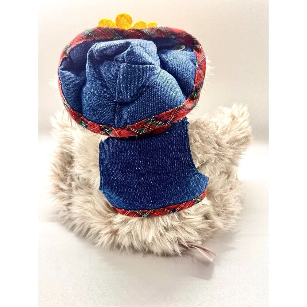 Pickford Bears Blossom The Brass Button Bear Sunflower Plaid Denim Vintage Plush